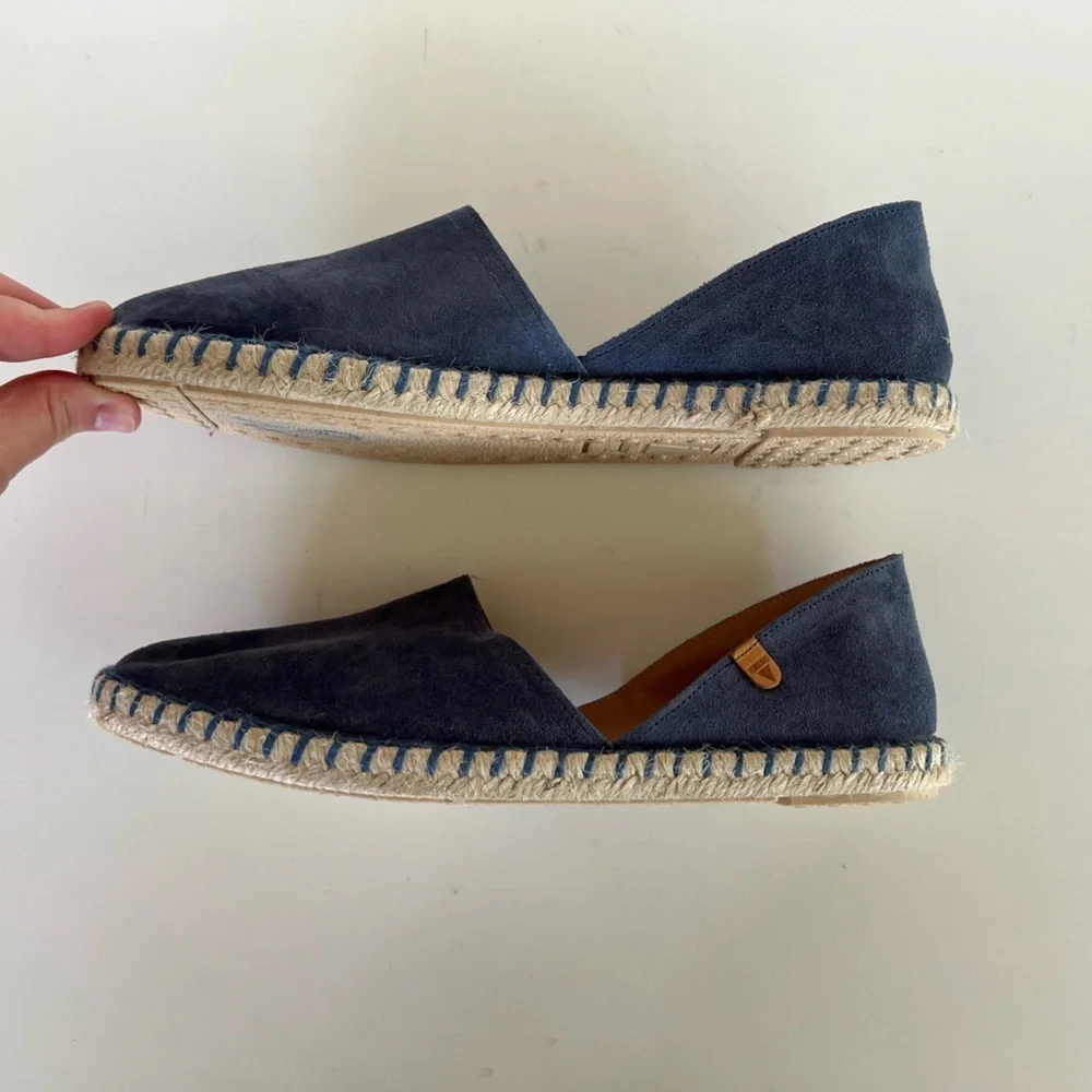 Verbenas Spain Carmen Espadrille Dusty Denim Blue Suede Slip On Flat, size 40